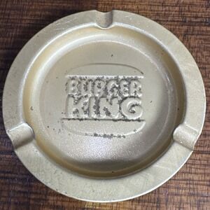 Vintage Ashtray Burger King Fast Food Restaurant Collectible Gold Rare Metal